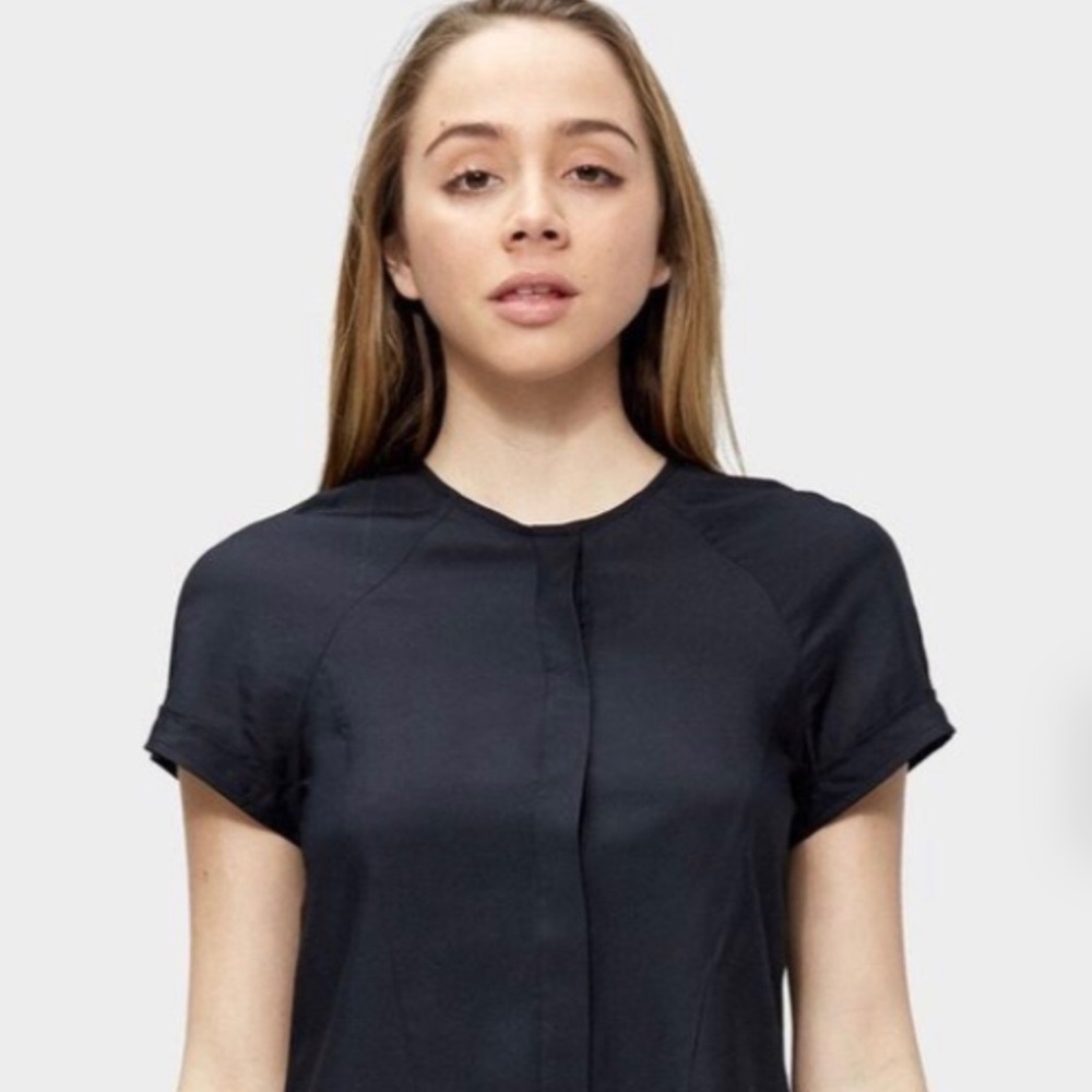 Siizu Freyja Top — Size XS black cotton & silk